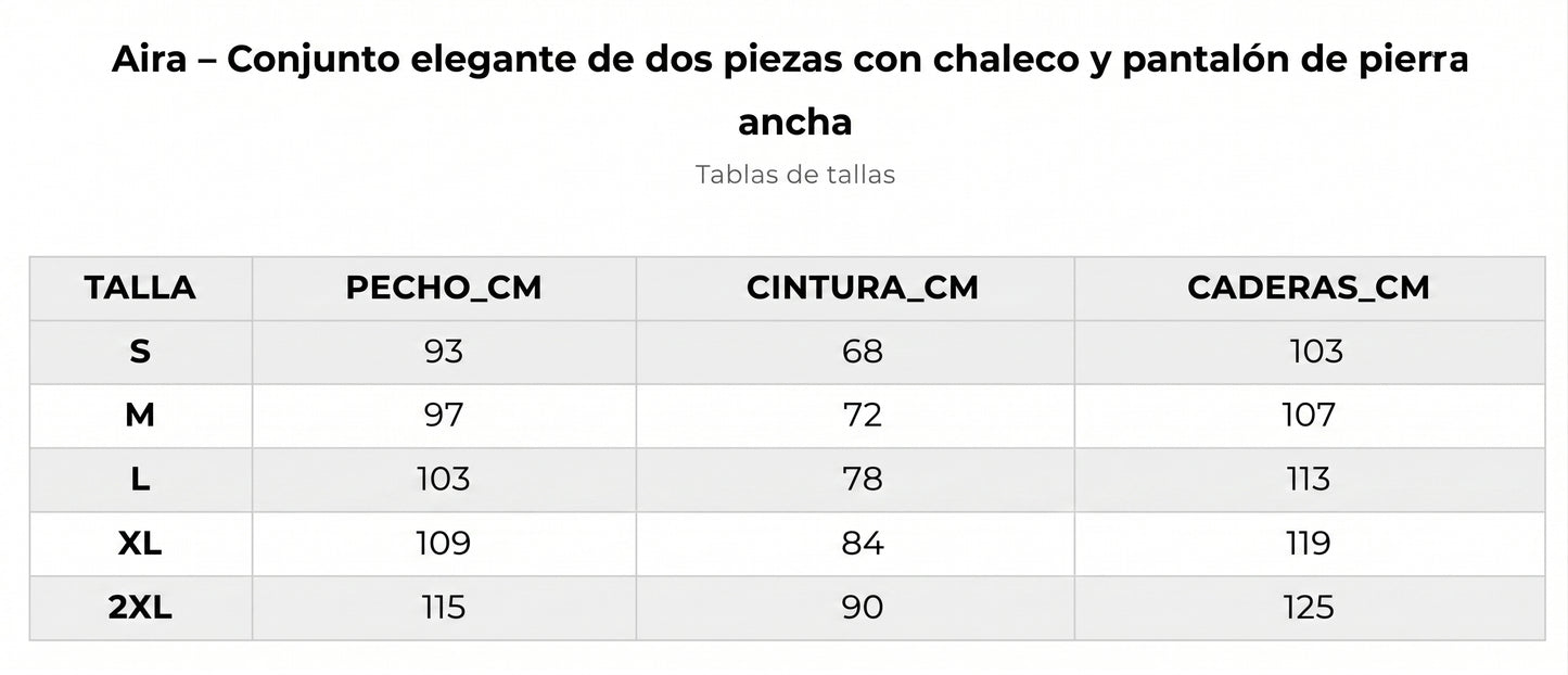 Aira – Conjunto elegante de dos piezas con chaleco y pantalón de pierna ancha