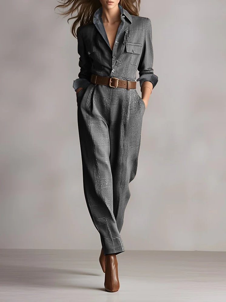 Anna | Elegante estampado de cuadros monocromático