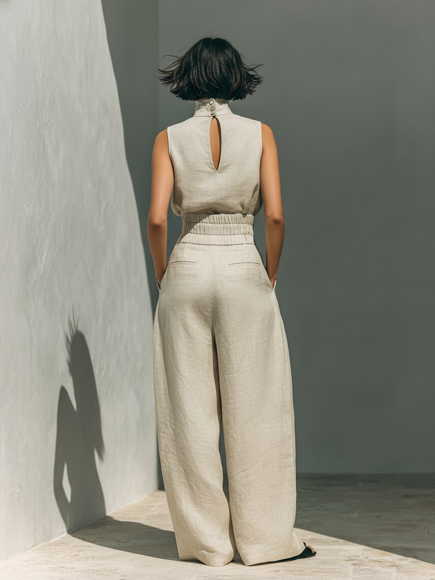 Nuria | Conjunto minimalista de blusa sin mangas