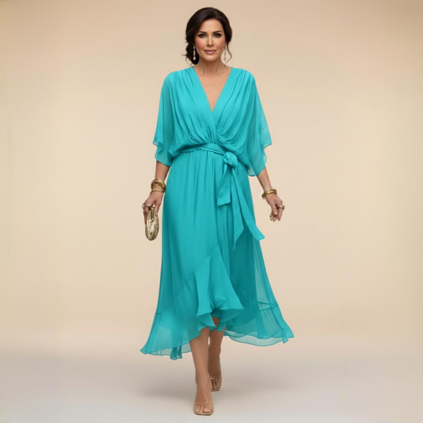 Wanda - Vestido de chiffon con escote en V