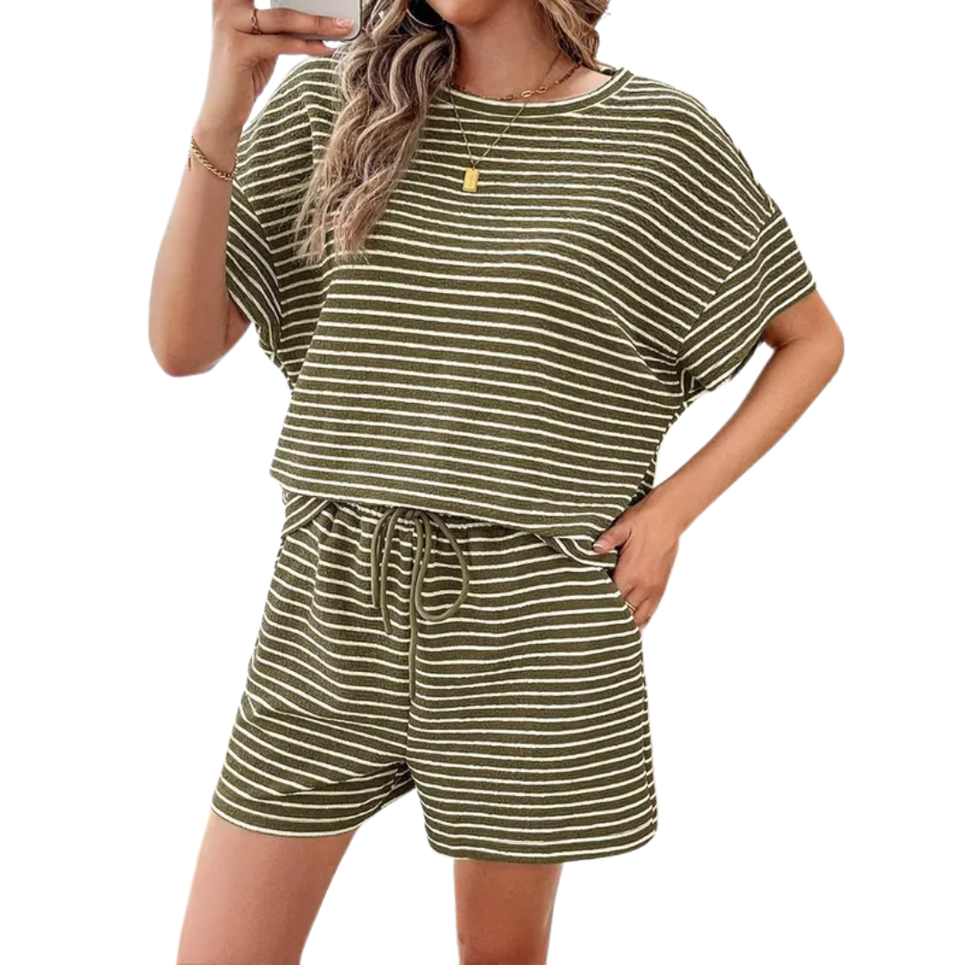 TOOTSIE™ – Conjunto de ropa de estar por casa a rayas con cordón