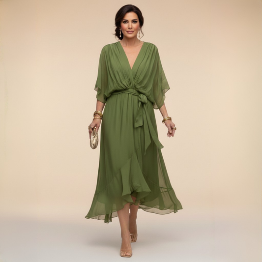 Wanda - Vestido de chiffon con escote en V