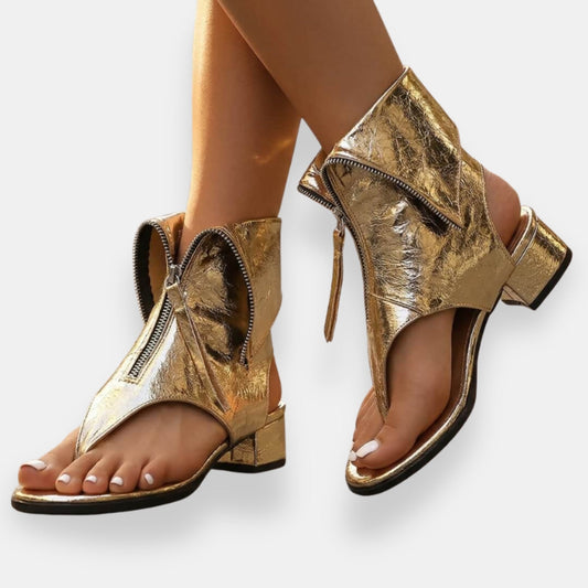 Octavienne | Sandalias metalizadas con cremallera