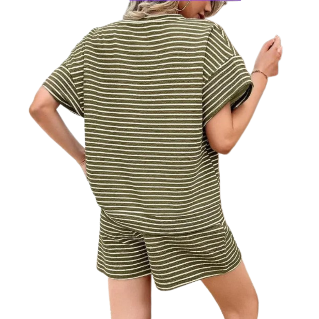 TOOTSIE™ – Conjunto de ropa de estar por casa a rayas con cordón