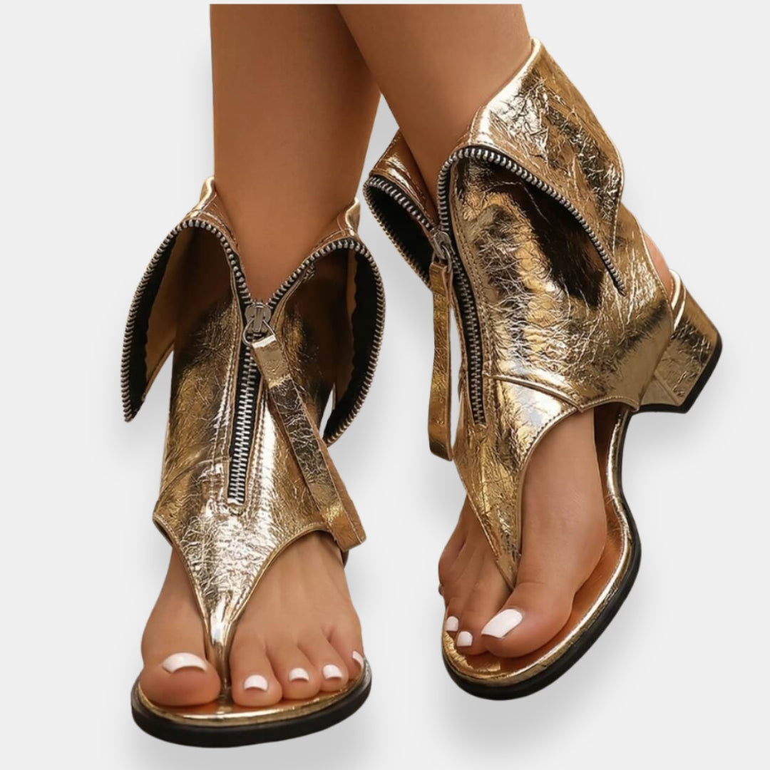 Octavienne | Sandalias metalizadas con cremallera