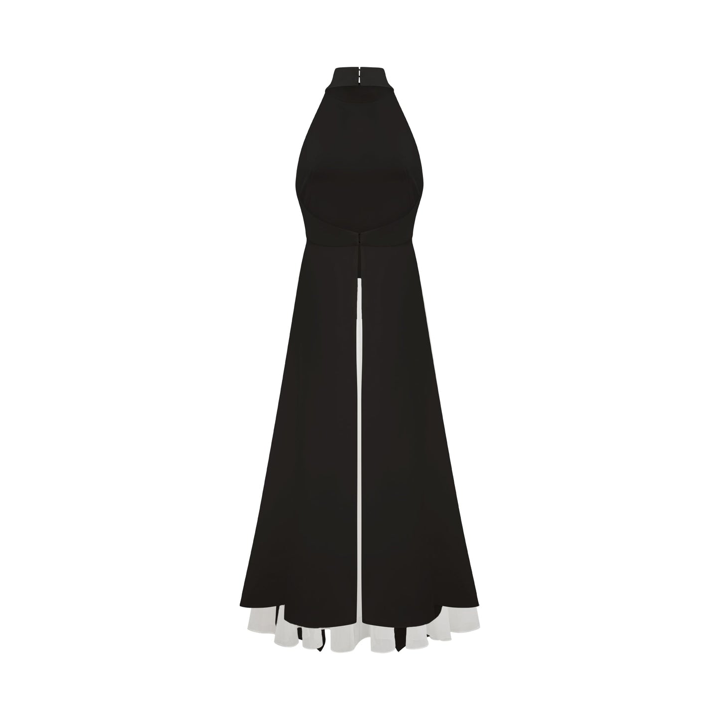 Vestido largo con cuello halter y capas de Martina Soler