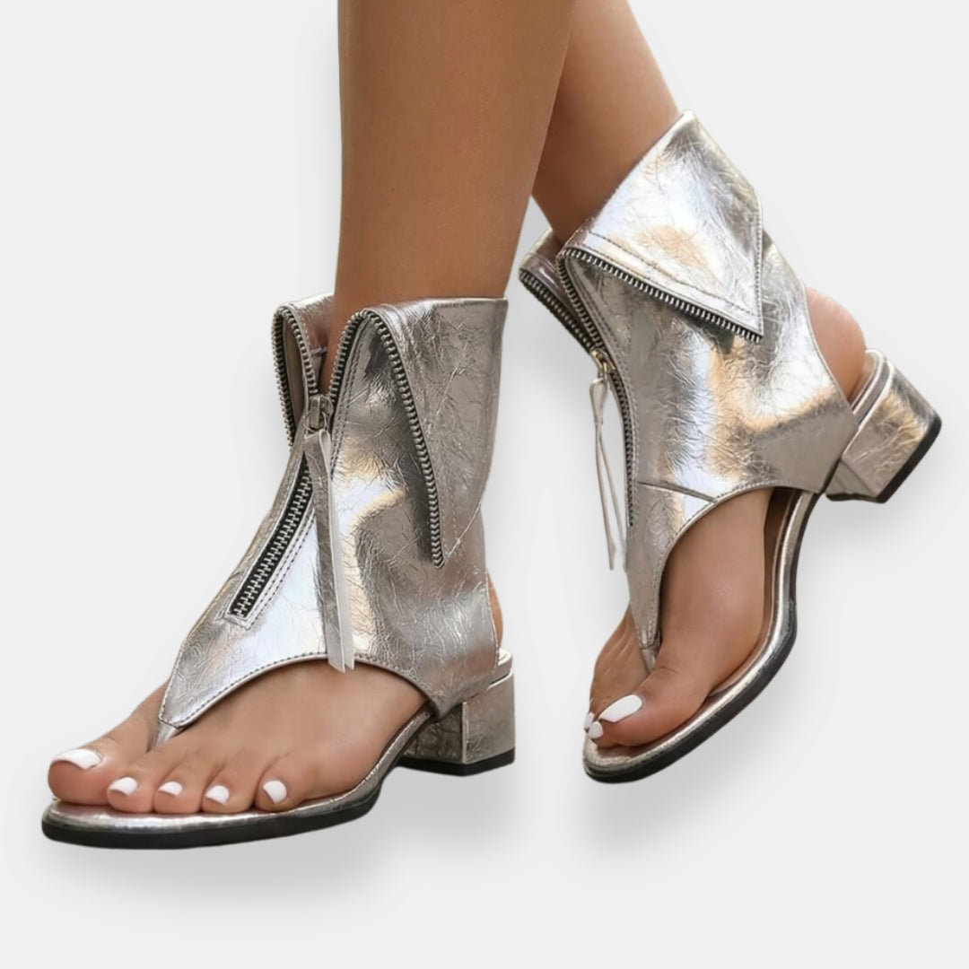 Octavienne | Sandalias metalizadas con cremallera
