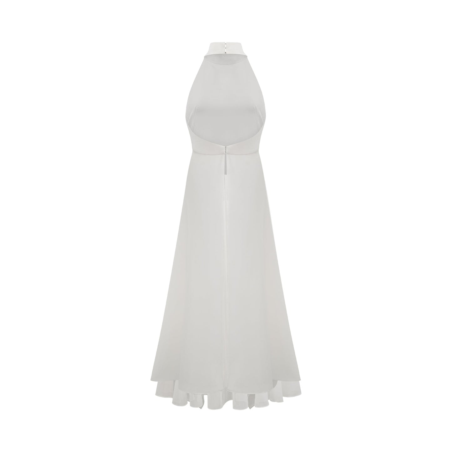 Vestido largo con cuello halter y capas de Martina Soler
