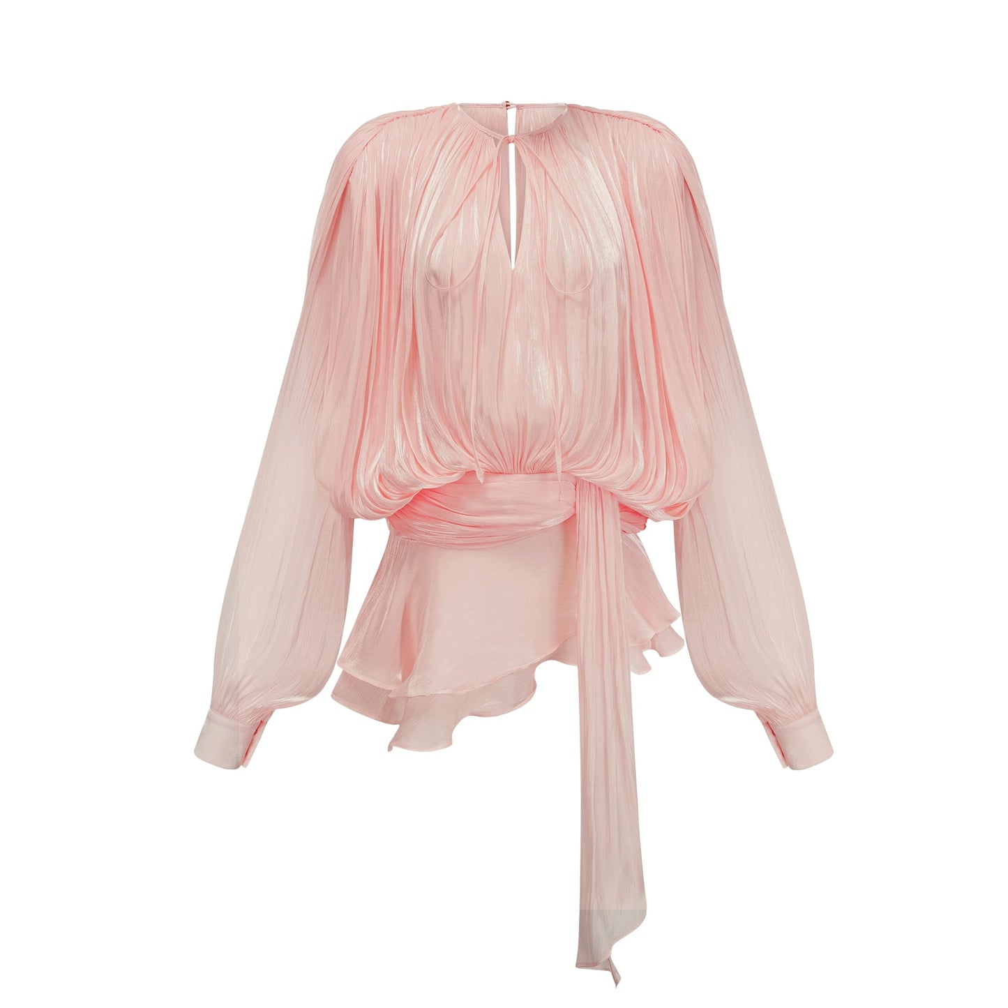 Mini vestido con volantes y pliegues en color rosa Eugénia