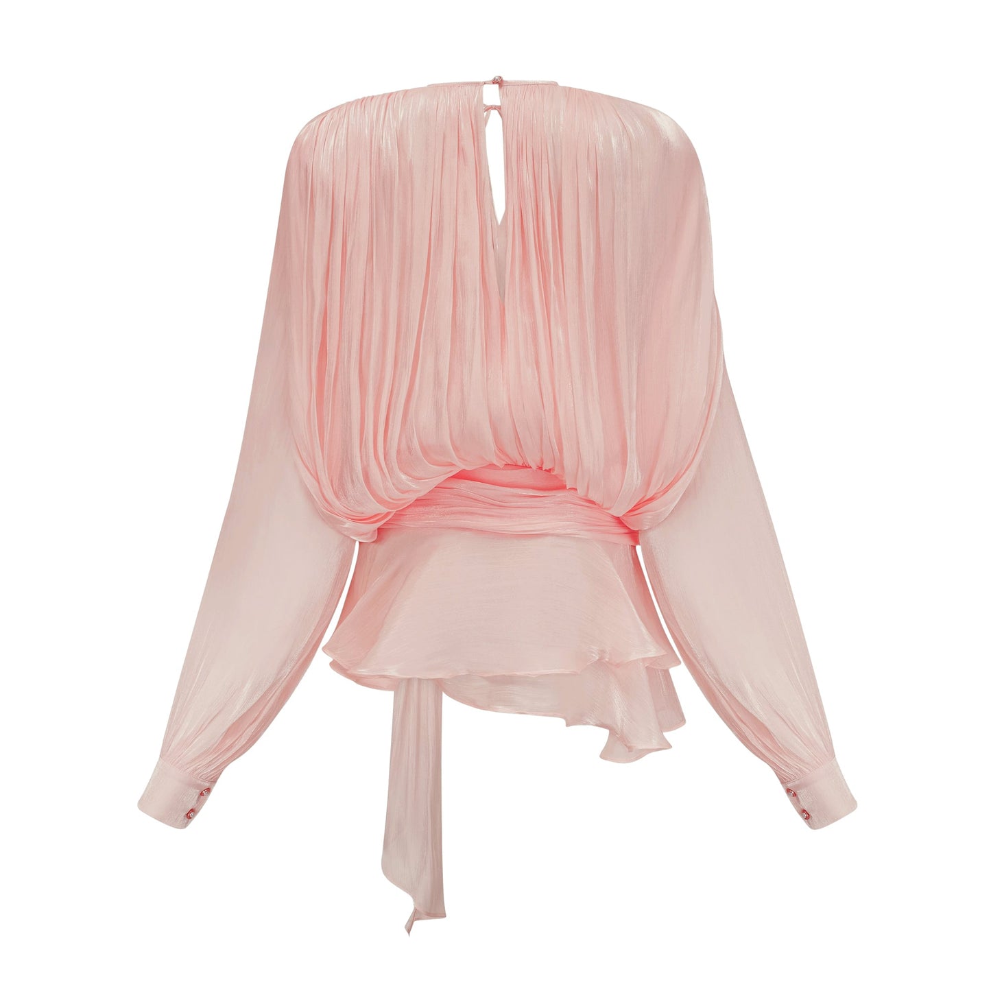 Mini vestido con volantes y pliegues en color rosa Eugénia