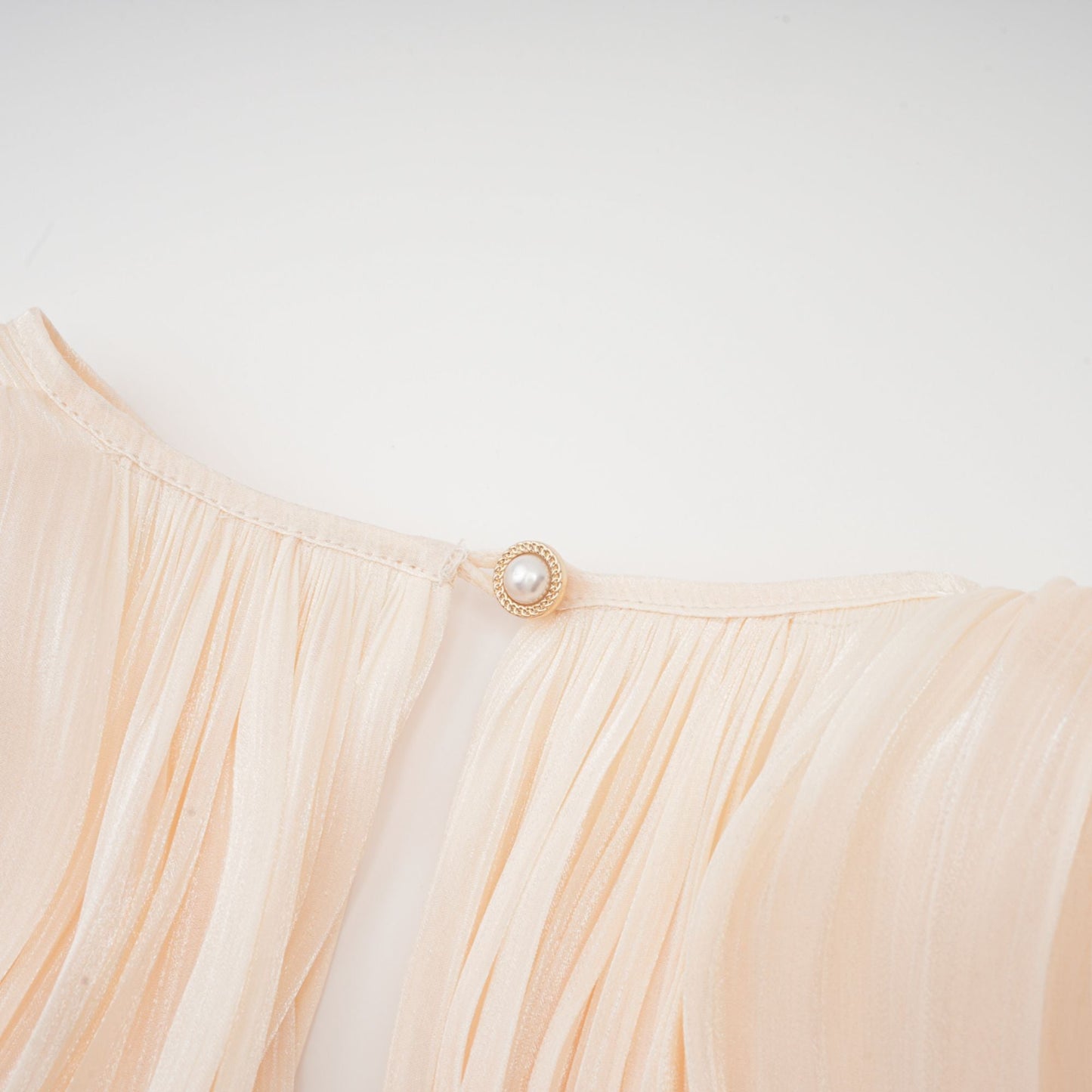 Mini vestido con volantes y pliegues neutro Eugénia