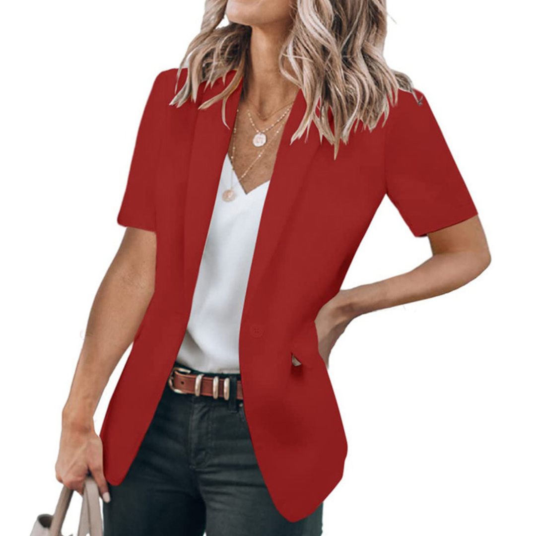 LISANNE™ – Blazer informal de estilo americano, de manga corta y acabado pulido