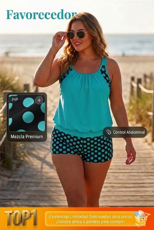 🏖️ Verano caluroso – 50 % DE DESCUENTO 👙 Conjunto de bikini de dos piezas para mujer con lunares