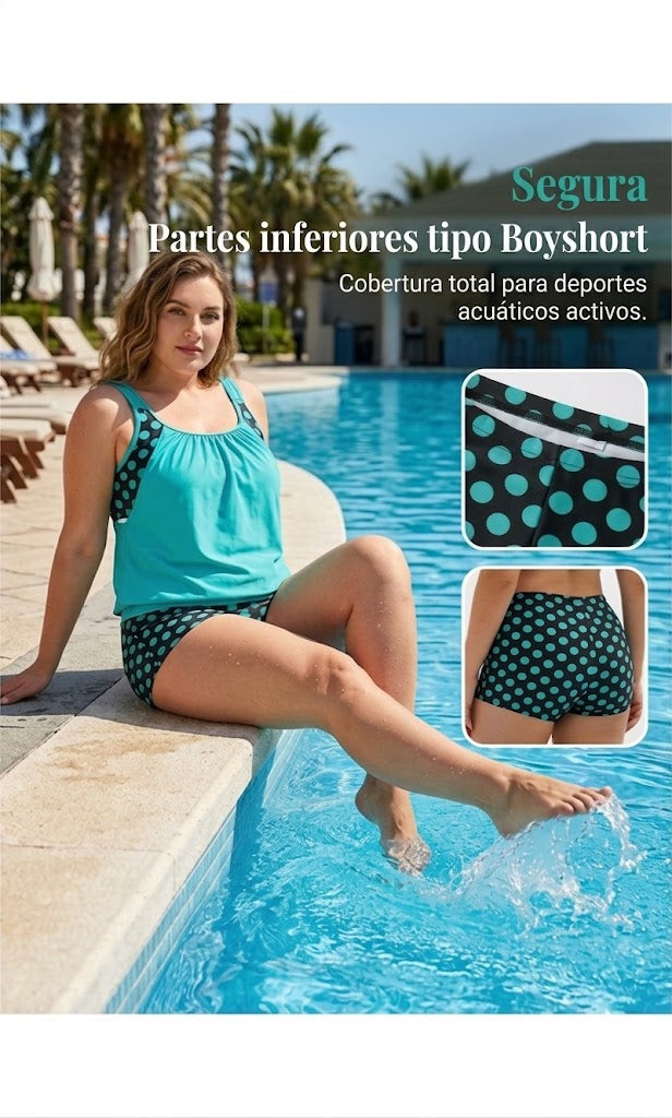 🏖️ Verano caluroso – 50 % DE DESCUENTO 👙 Conjunto de bikini de dos piezas para mujer con lunares
