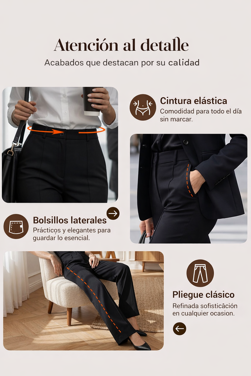 ⌛ Solo quedan 3 días: ¡50 % de descuento! ⏰Pantalones de traje de mujer de cintura alta