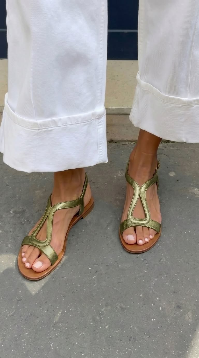 Jane | Sandalia plana de líneas limpias y diseño minimalista en T
