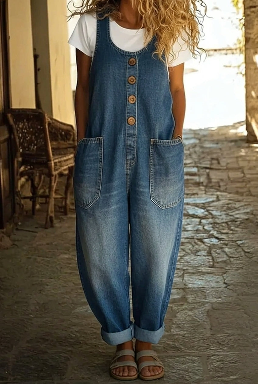 Saylor - Peto de denim de algodón con lavado vintage