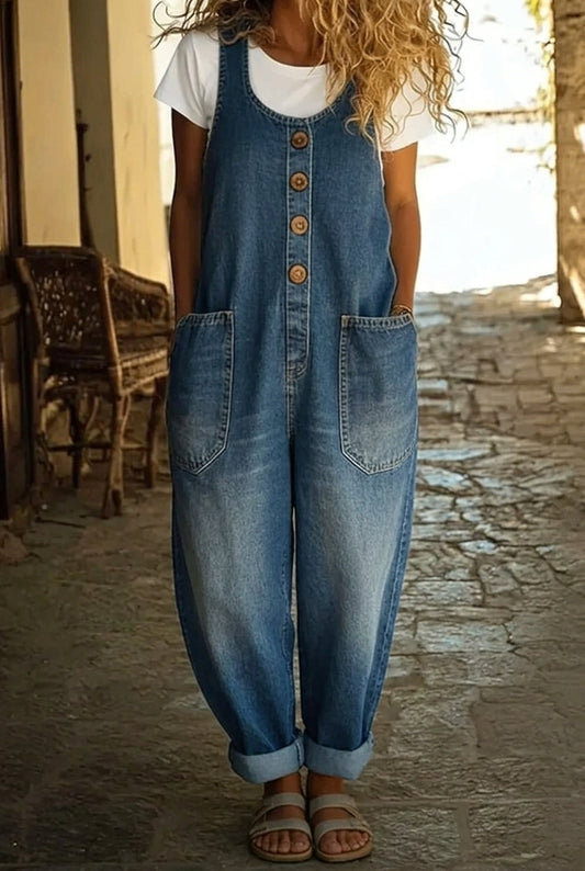 Saylor - Peto de denim de algodón con lavado vintage