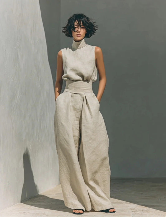 Nuria | Conjunto minimalista de blusa sin mangas