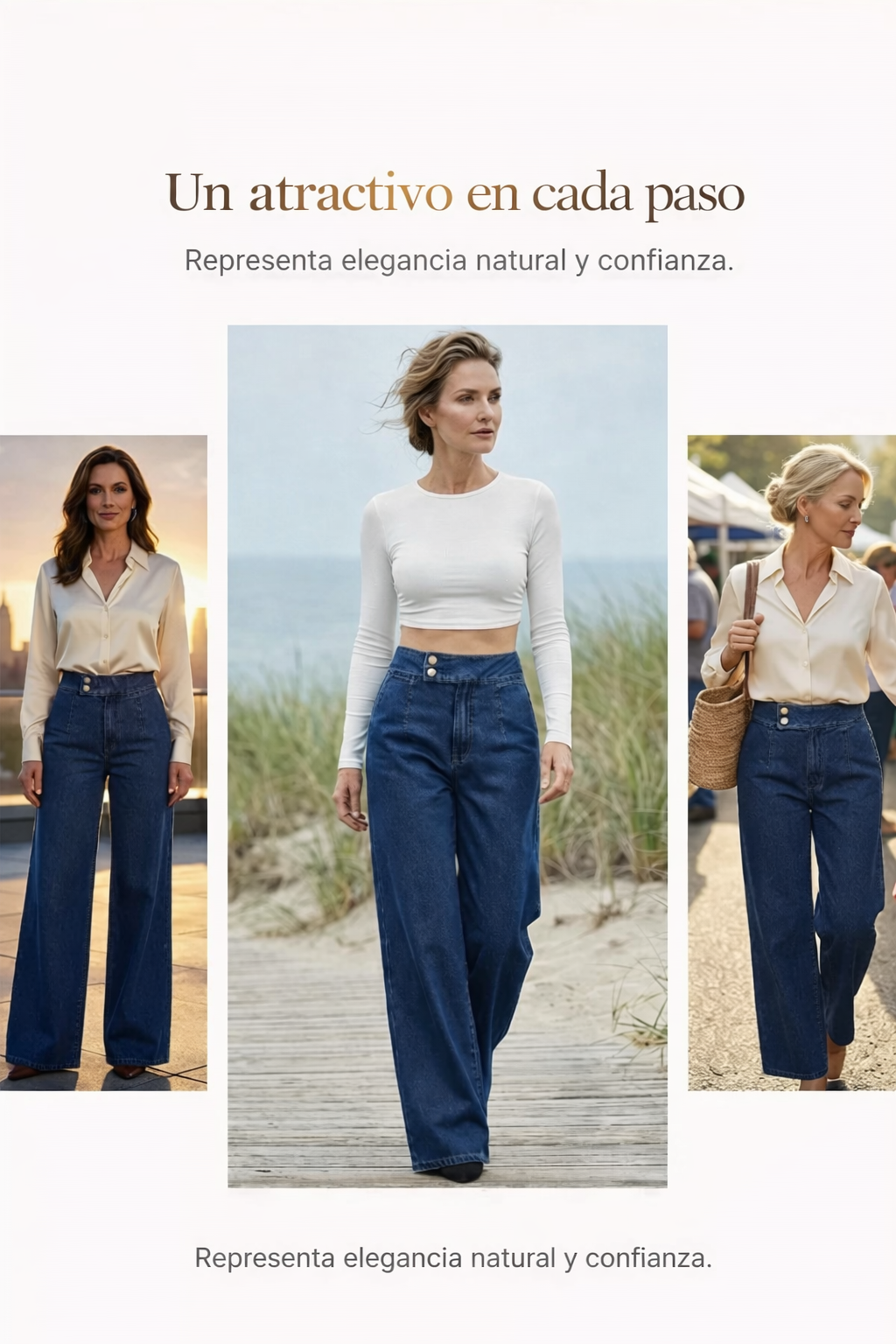 📢📢¡50 % de descuento! ⏰Vaqueros de mujer de cintura alta y pierna ancha