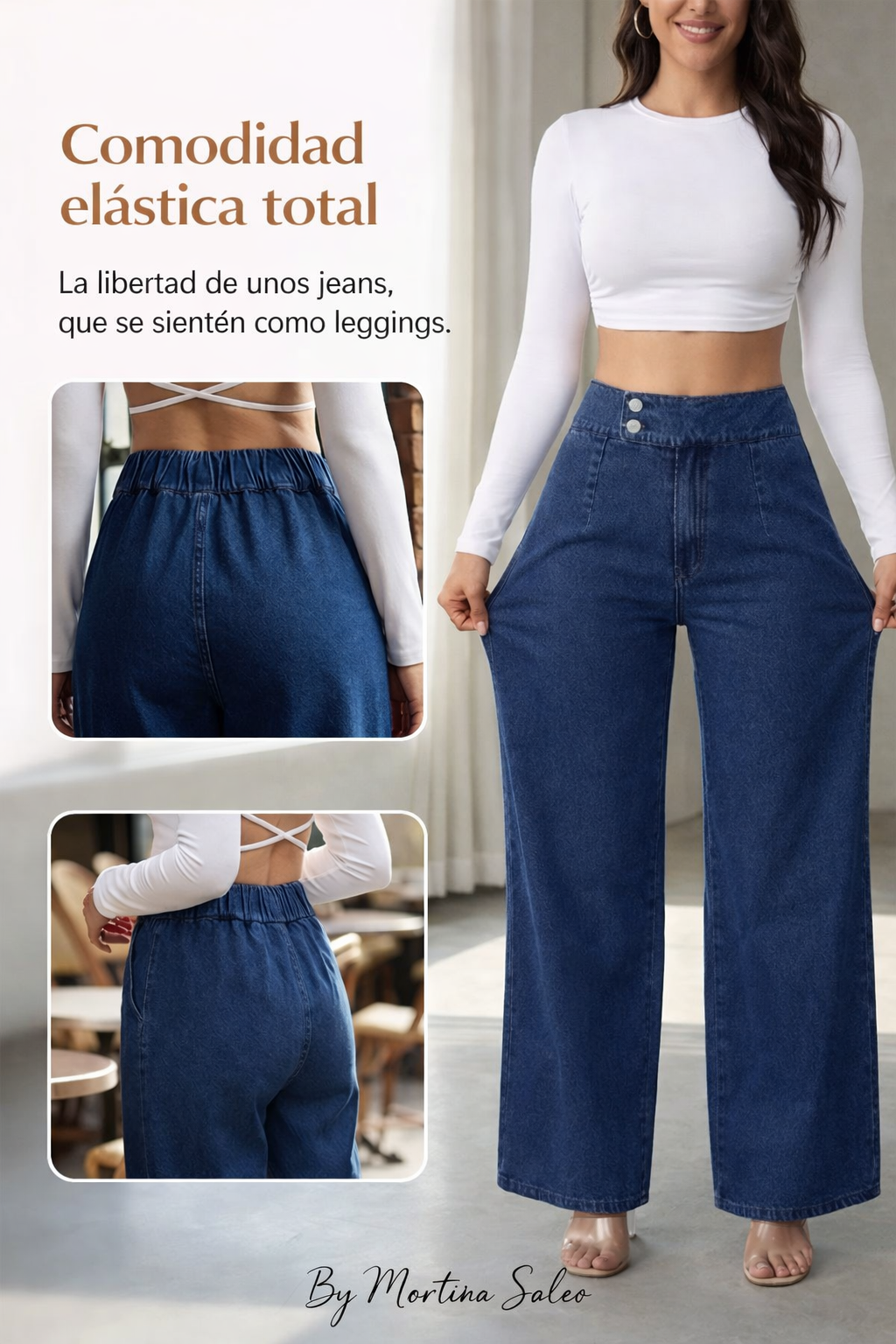 📢📢¡50 % de descuento! ⏰Vaqueros de mujer de cintura alta y pierna ancha