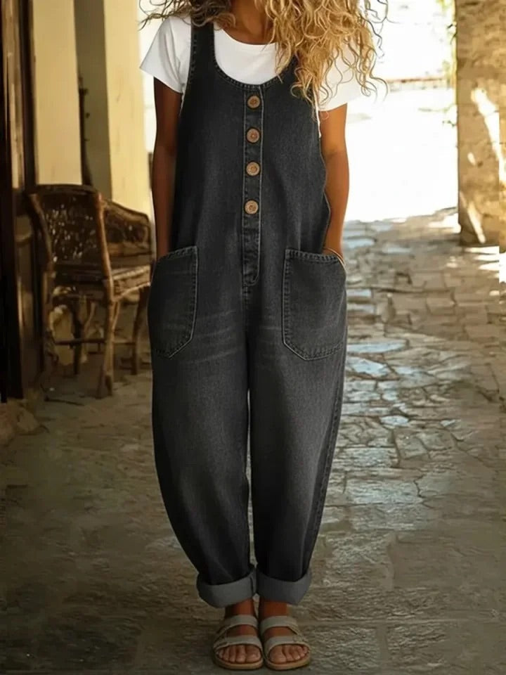 Saylor - Peto de denim de algodón con lavado vintage
