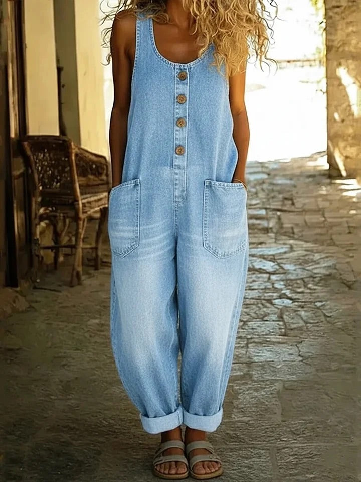 Saylor - Peto de denim de algodón con lavado vintage