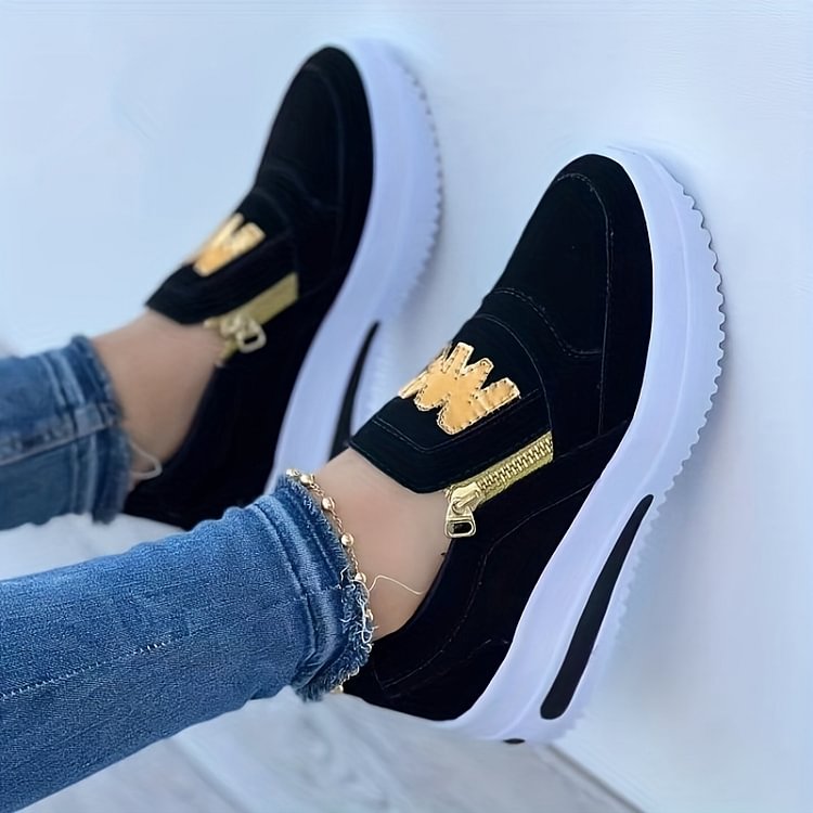 Zapatos sin cordones para mujer: cómodos zapatos deportivos y de ocio con cremallera👟🌞