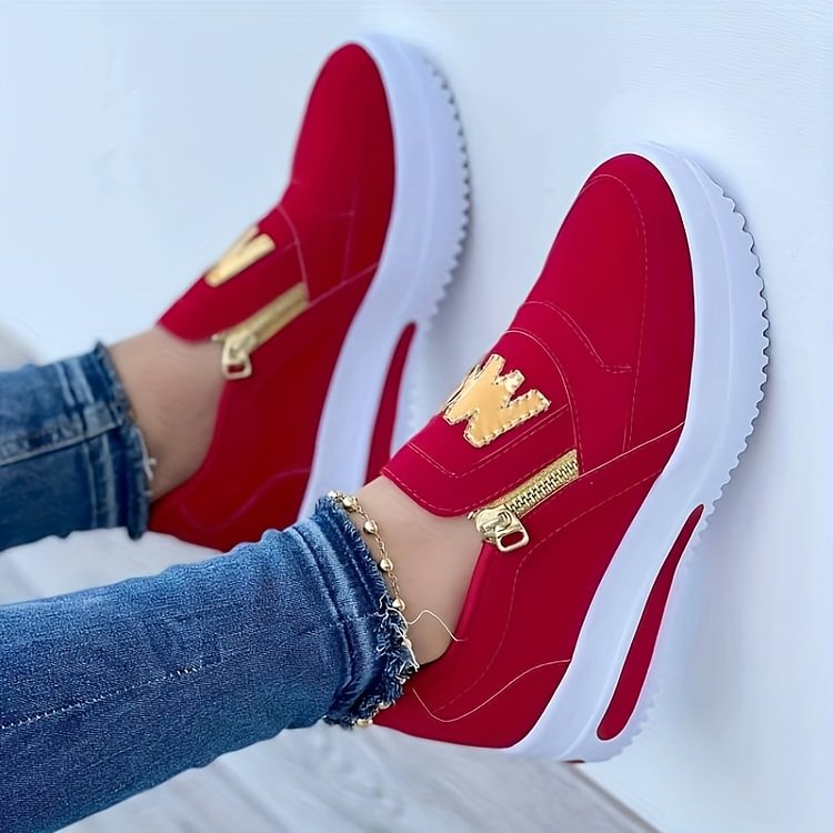 Zapatos sin cordones para mujer: cómodos zapatos deportivos y de ocio con cremallera👟🌞
