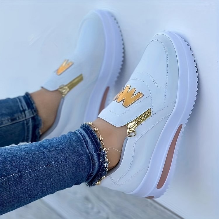 Zapatos sin cordones para mujer: cómodos zapatos deportivos y de ocio con cremallera👟🌞