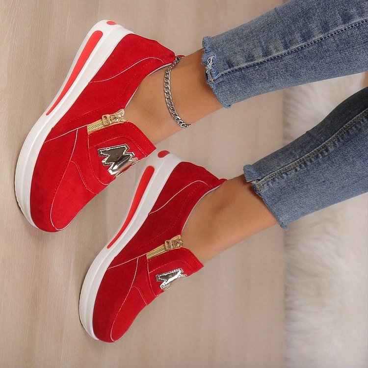 Zapatos sin cordones para mujer: cómodos zapatos deportivos y de ocio con cremallera👟🌞