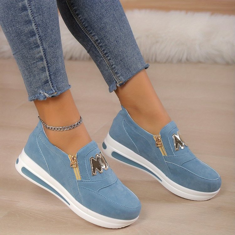 Zapatos sin cordones para mujer: cómodos zapatos deportivos y de ocio con cremallera👟🌞
