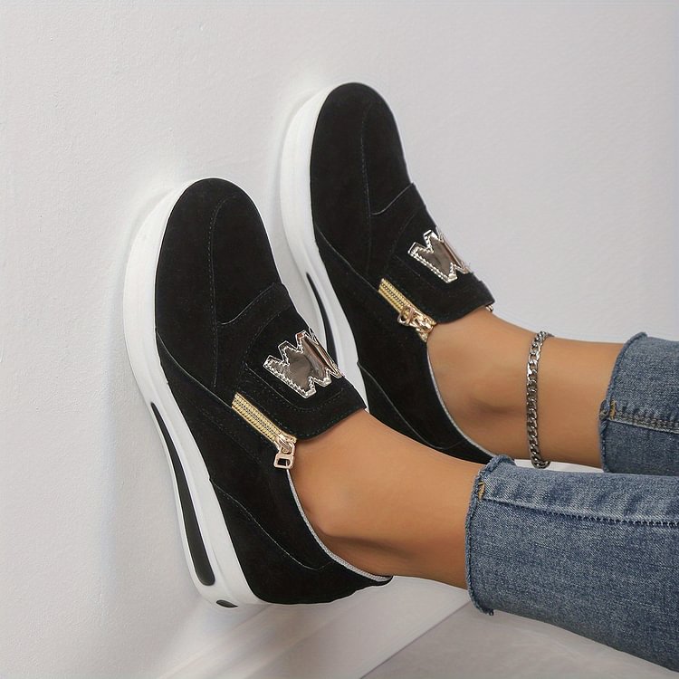 Zapatos sin cordones para mujer: cómodos zapatos deportivos y de ocio con cremallera👟🌞