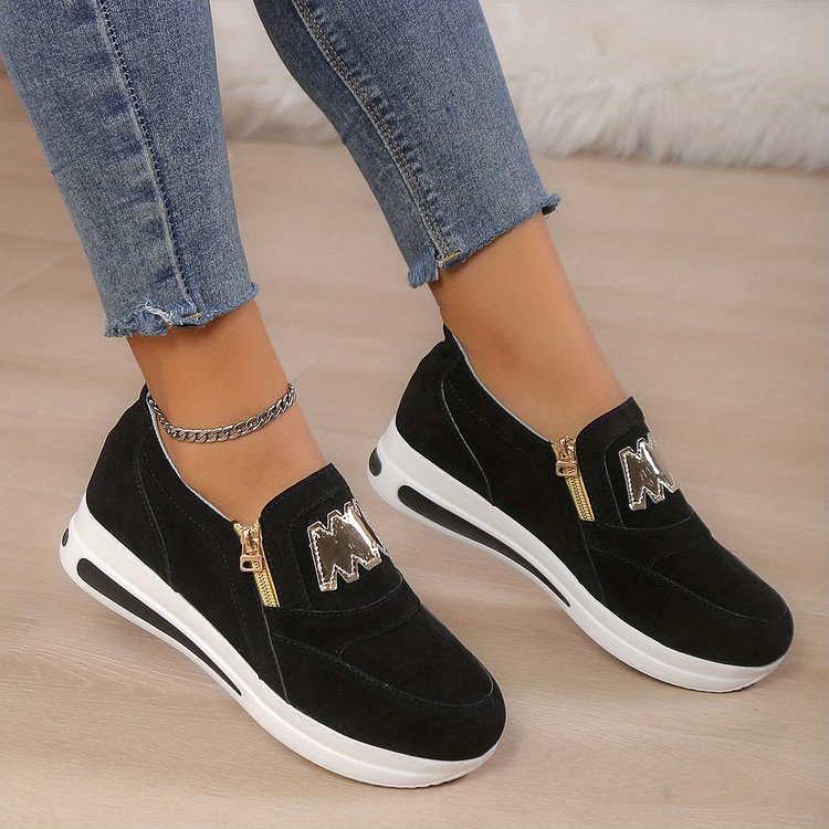 Zapatos sin cordones para mujer: cómodos zapatos deportivos y de ocio con cremallera👟🌞