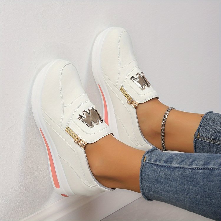Zapatos sin cordones para mujer: cómodos zapatos deportivos y de ocio con cremallera👟🌞