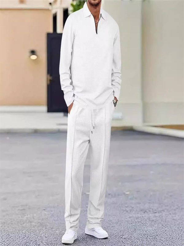 🏃👖Conjunto para hombre compuesto por sudadera con tejido de punto gofrado y pantalón de pierna recta.