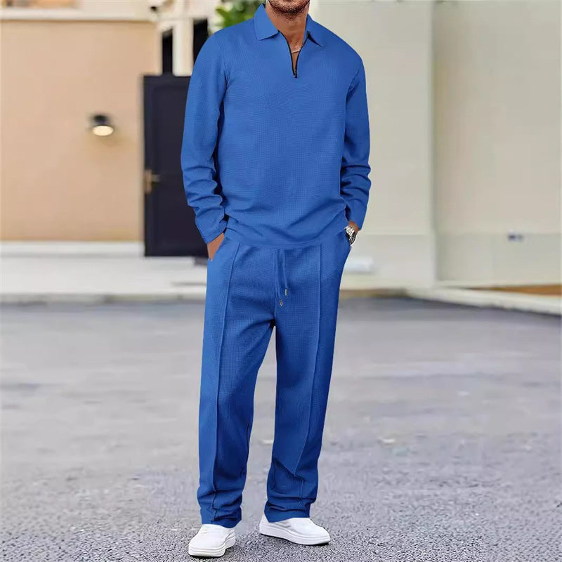 🏃👖Conjunto para hombre compuesto por sudadera con tejido de punto gofrado y pantalón de pierna recta.