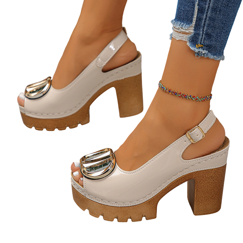 👡 ¡50 % DE DESCUENTO! ✨ Elegantes sandalias de punta abierta con tacón de hebilla: con estilo, cómodas y perfectas para cualquier ocasión 🌸