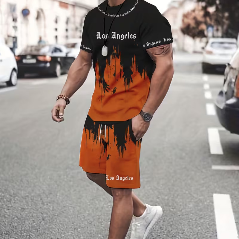 👕 ¡AHORA CON UN 50 % DE DESCUENTO! 🔥 Conjunto de hombre compuesto por una camiseta con estampado gráfico y unos pantalones cortos: tejido suave, diseño llamativo y perfecto para los días de verano ☀️