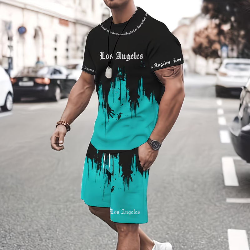 👕 ¡AHORA CON UN 50 % DE DESCUENTO! 🔥 Conjunto de hombre compuesto por una camiseta con estampado gráfico y unos pantalones cortos: tejido suave, diseño llamativo y perfecto para los días de verano ☀️