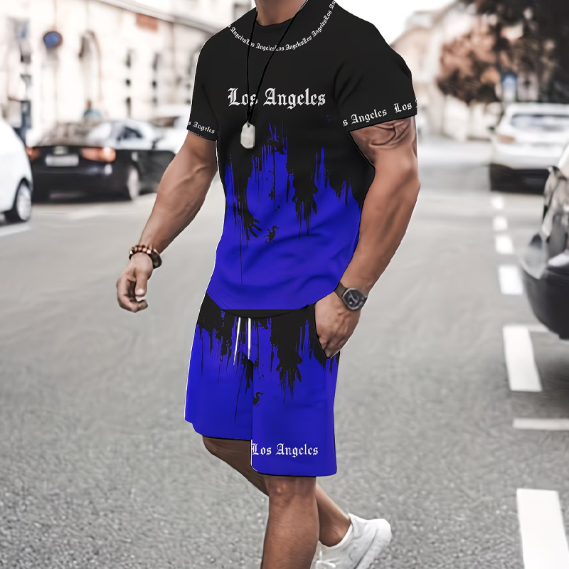 👕 ¡AHORA CON UN 50 % DE DESCUENTO! 🔥 Conjunto de hombre compuesto por una camiseta con estampado gráfico y unos pantalones cortos: tejido suave, diseño llamativo y perfecto para los días de verano ☀️