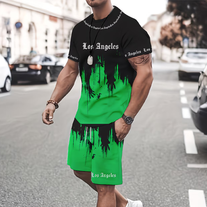 👕 ¡AHORA CON UN 50 % DE DESCUENTO! 🔥 Conjunto de hombre compuesto por una camiseta con estampado gráfico y unos pantalones cortos: tejido suave, diseño llamativo y perfecto para los días de verano ☀️