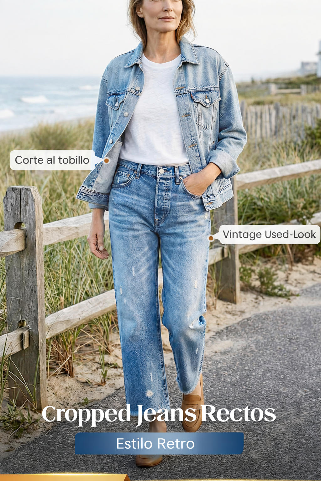 Vaqueros retro rectos y cropped para mujer