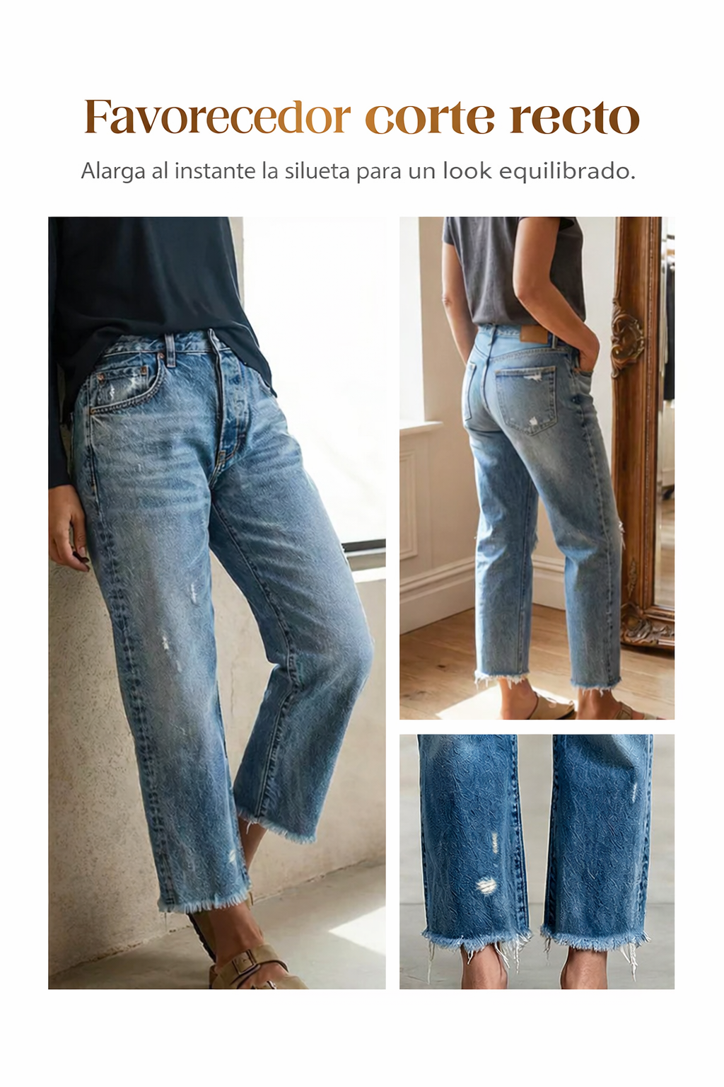 Vaqueros retro rectos y cropped para mujer