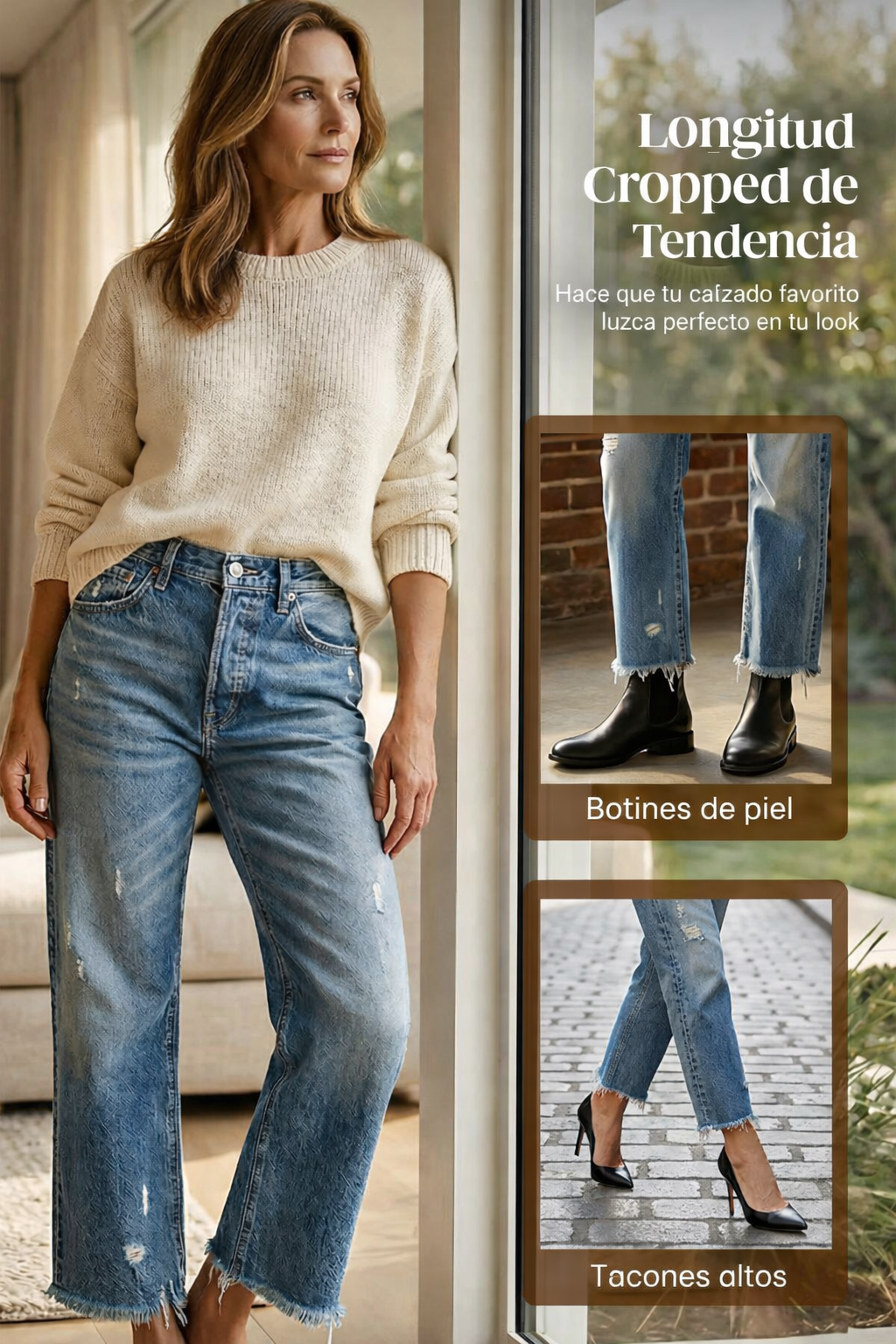 Vaqueros retro rectos y cropped para mujer